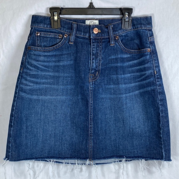 J. Crew Dresses & Skirts - J. Crew Dark Blue Raw Hem Denim Mini Skirt Sz 26